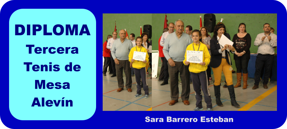 DIPLOMA Tercera Tenis de Mesa Alevn Sara Barrero Esteban