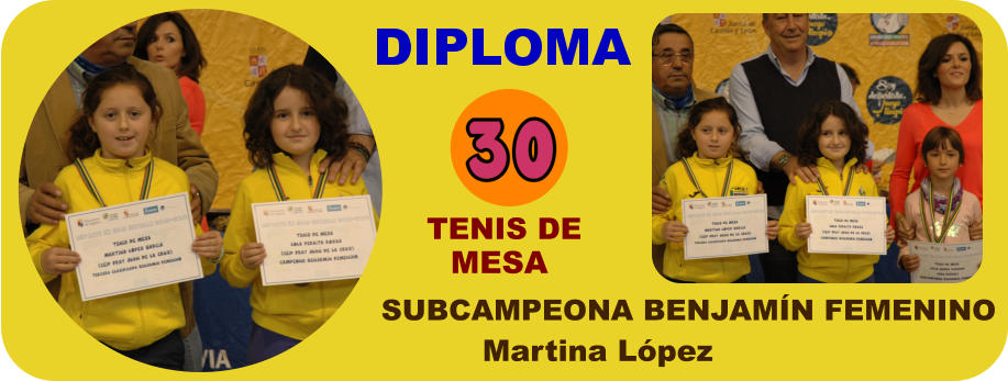 SUBCAMPEONA BENJAMÍN FEMENINO TENIS DE MESA Martina López