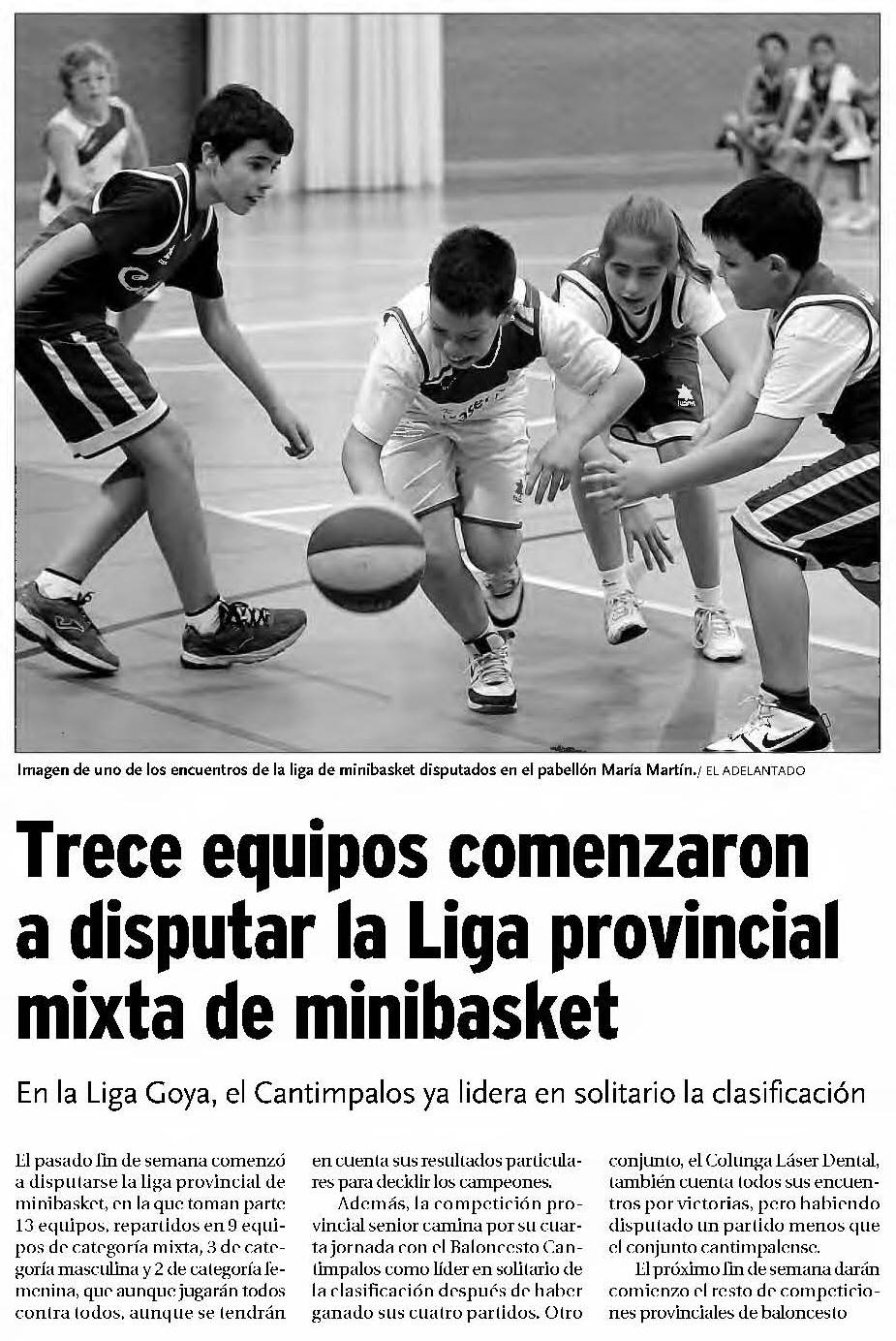 Comienzo de la liga de Minibasket aparecida en el suplemento de El Adelantado de Segovia