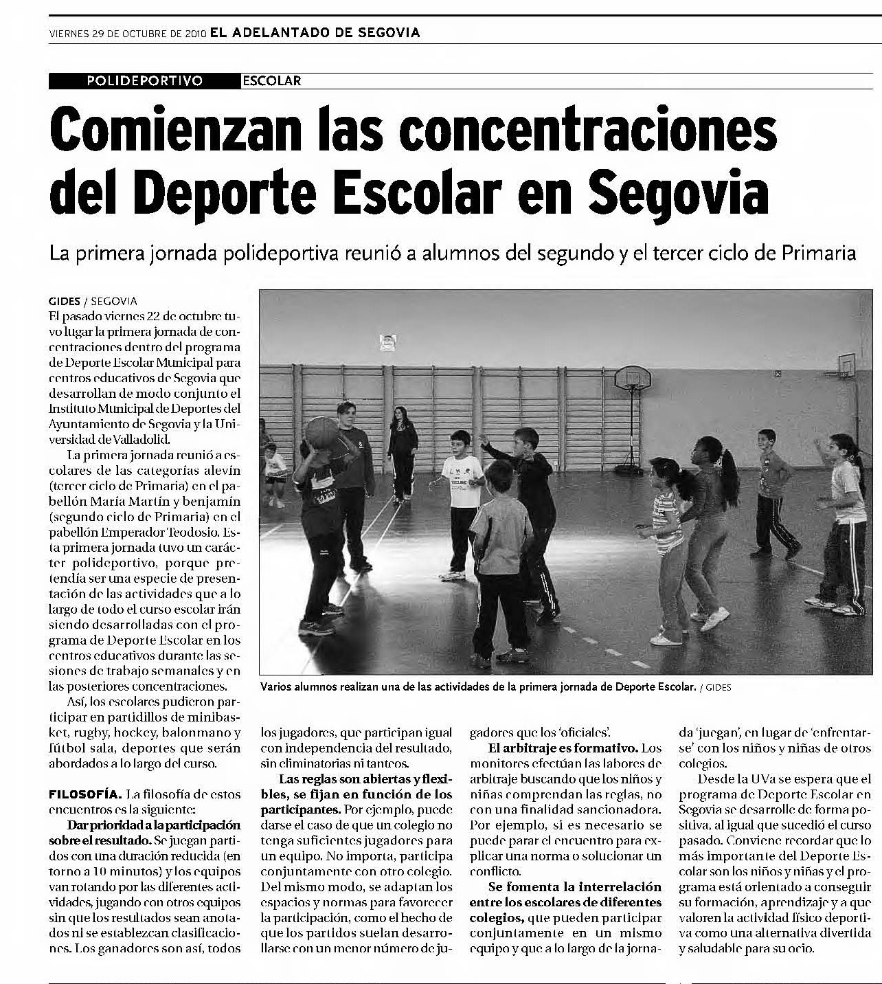 Filosofía del Deporte Escolar UVA