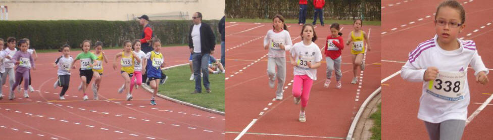 Nuestras prebenjamines en plena carrera de 1000 metros